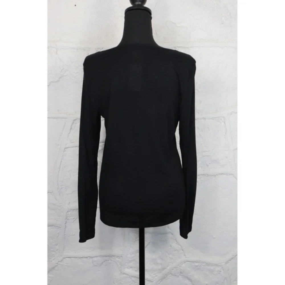 Jenni by Jennifer Moore Women's Solid Long-Sleeve Pajama Top- Small - Deep Black